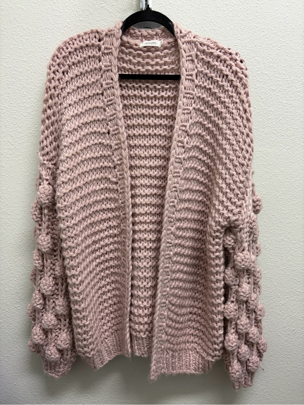 Amaryllis Bubble Sleeve Open Cardigan - Light Pink